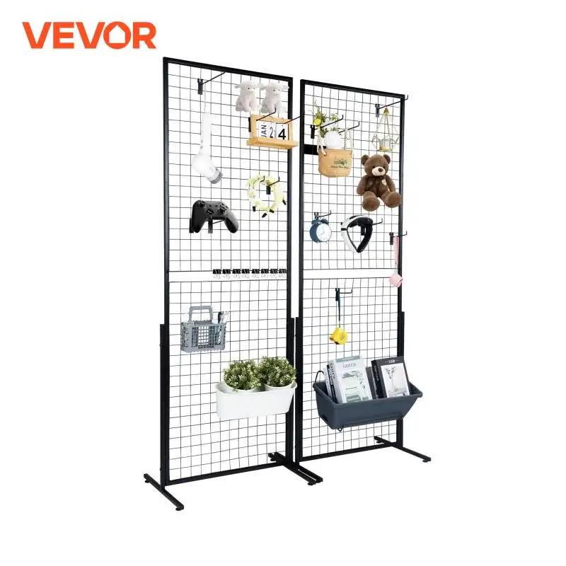 Vevor mriežkové nástenné panely Tower Wire Drôta na zobrazovacie stojany Dvojité bočné panely mriežky pre umelecké remeselníky zobrazujú maloobchodný displej s háčikmi