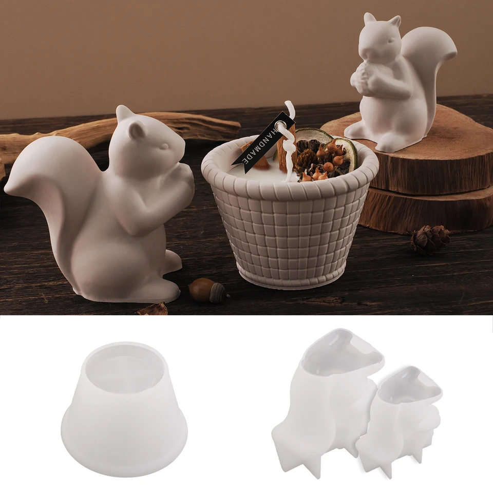Veľkonočná forma kvetinový kôš Sviečka šálka silikónovej formy DIY betón kvetiny roztomilé veveričky pinecone živice omietka ornament formy