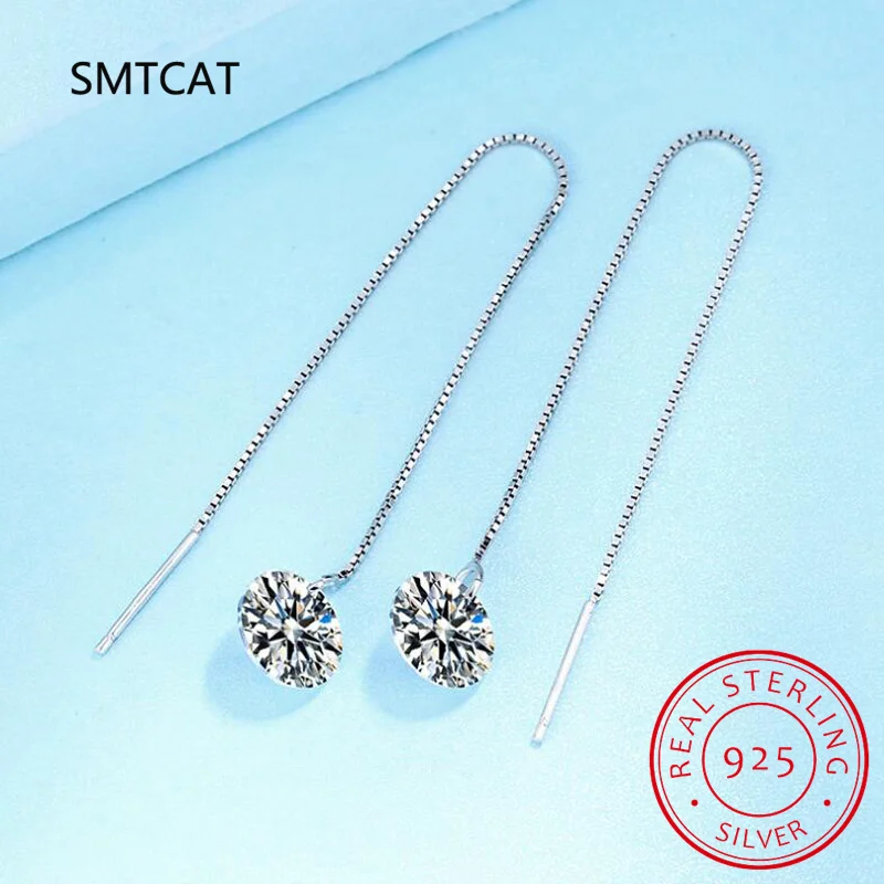 Veľkoobchod 1.0/2,0Ct D farba Moissanit Tassel Classic Drop náušnice pre ženy Lab Diamond S925 Sterling Silver Gold.