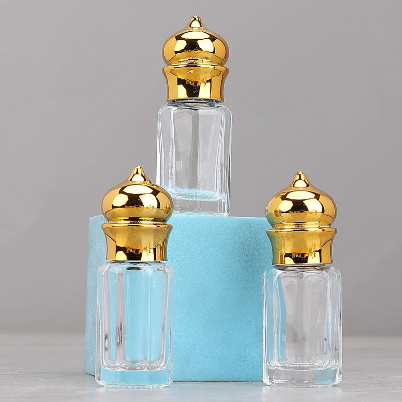 Veľkoobchod 100ks 3 ml/6 ml/12 ml prázdneho číreho skla éterický olej fľaša Attar Olej/masážny olej fľaša s parfummi s guľkou/tyčinkou