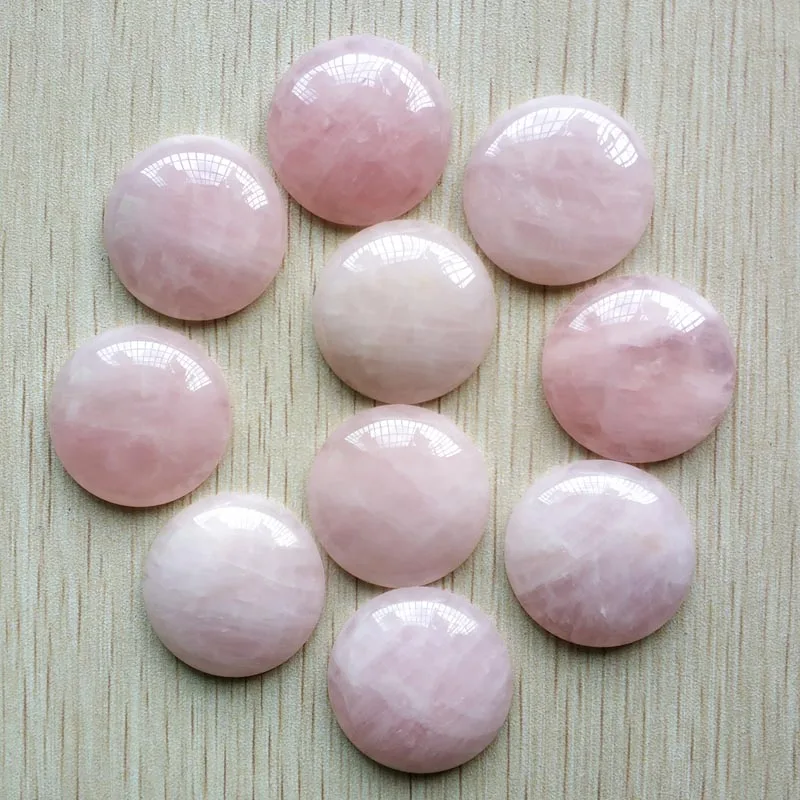 Veľkoobchod 12ks/veľa prírodného ružového kremeňa Kamenný ružový okrúhly korálky Cabochon 30 mm pre šperky