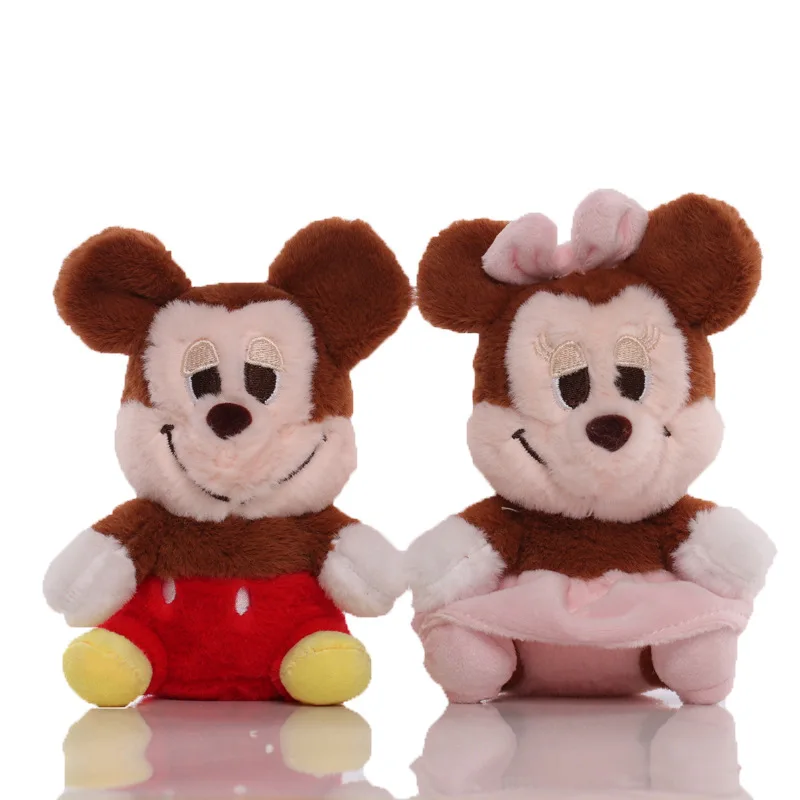 Veľkoobchod 12ks/šarža 14 cm roztomilé zvieratá Mickey Minnie Mouse plnené plyšové prívesky hračky Hračky Hračky Keyring Key reťazec Small Gifts