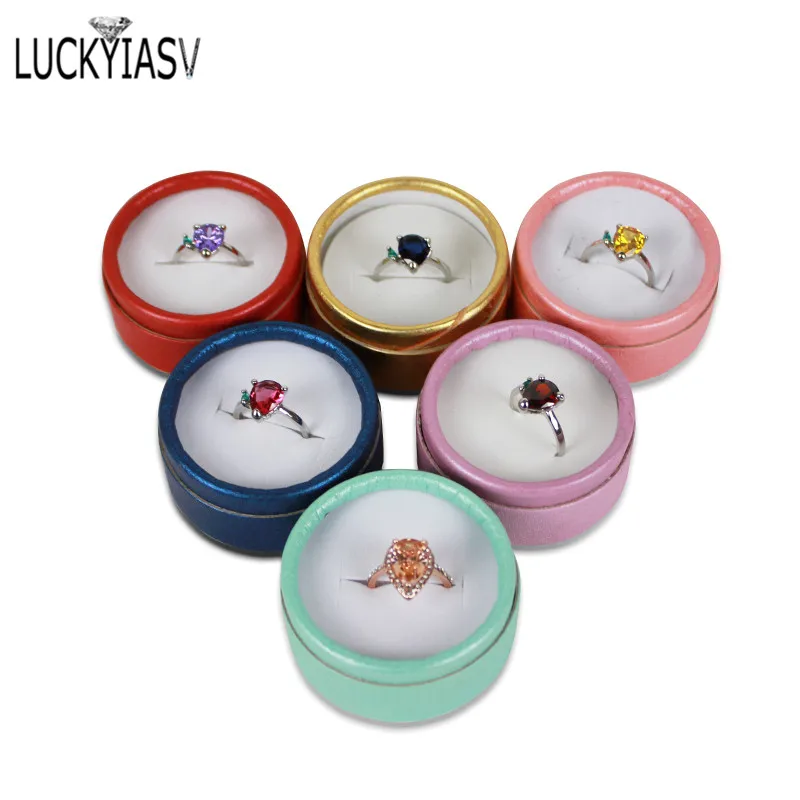 Veľkoobchod 24ks/šarža Multi-Color Bow Small Round Ring Box Stud náušnice šperky Darčeková skrinka pre prsteň zobrazenie šperkov na náušnice