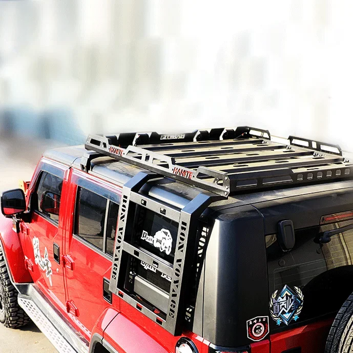 Veľkoobchod 4x4 Strešný stojan na automobil s rebríkom batožinový stojan Mount Sit Roof Cargo Basket pre Wrangler Jeep BJ40