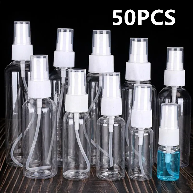 Veľkoobchod 50 ml 10 ml 50 ml 100 ml prenosné sprejové fľaše Prázdne nádoby Atomizer fľaša na fľašu Parfum fľaša alkoholu