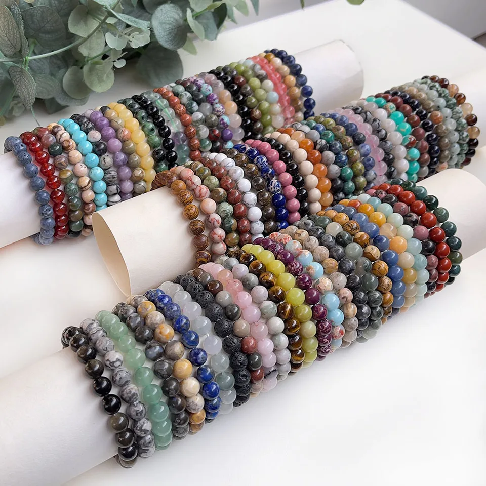 Veľkoobchod 8 mm kúzlo korálkový náramok Prírodný kameň Náramok Crystal Crystal Natural Stone Arpl.
