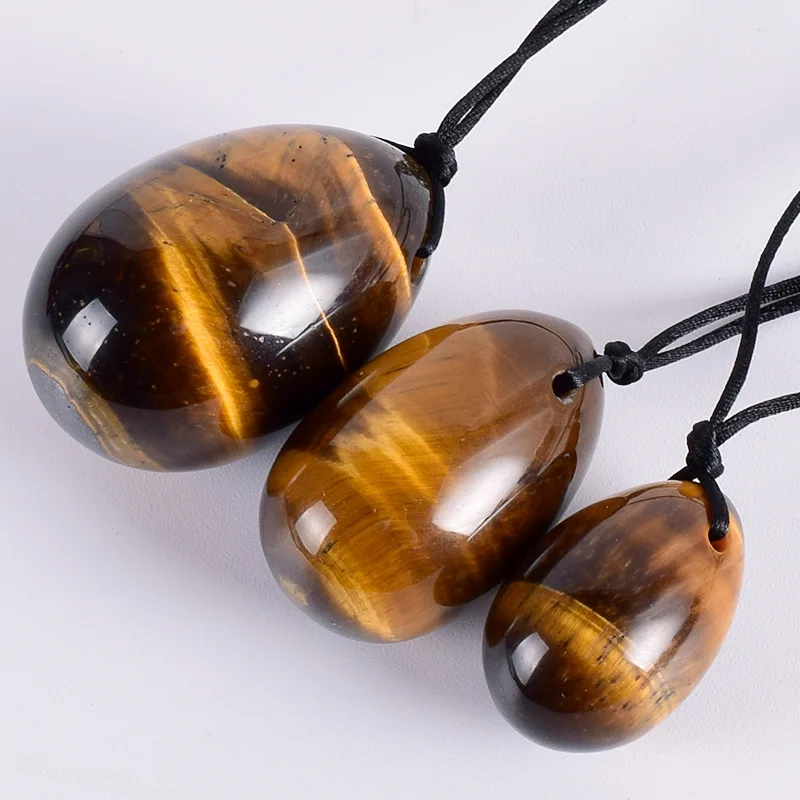 Veľkoobchod a dropshipping 3ks/Set Natural Tiger Eye Yoni Egg Women Kegel Cvičenie Jade Egg Vaginal sval