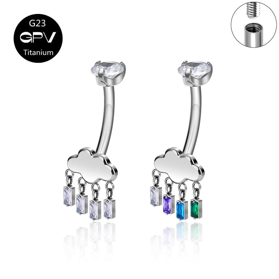 Veľkoobchod ASTM G23 Titanium Cloud Navel Rings Európske a americké módne ženy punk perforované šperky pupočné nechty
