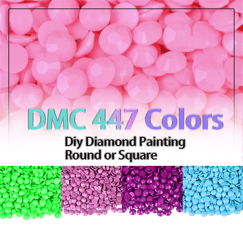Veľkoobchod DMC 447 Farba Plné okrúhle/štvorcové vŕtačky Resin DIY Diamond Painting Plné korálky Kamenné príslušenstvo Kryštál predaj podľa čísel