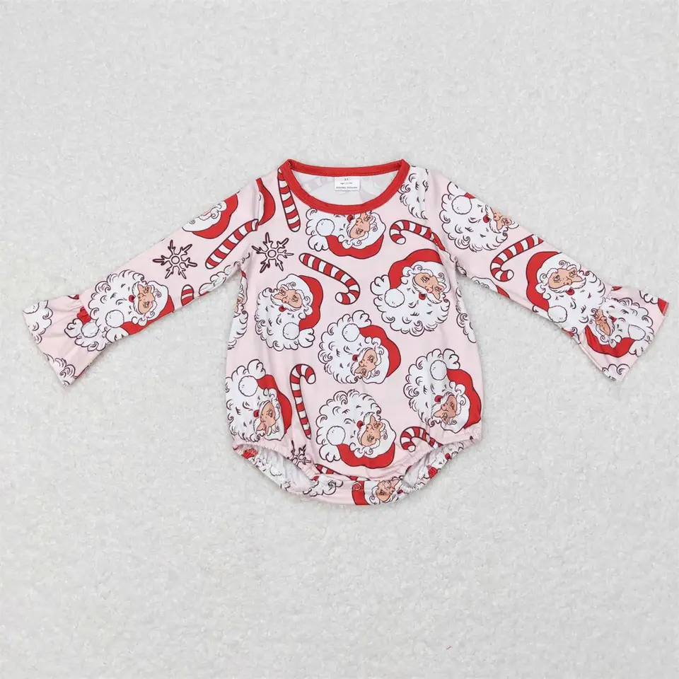 Veľkoobchod Dojčenské vianočné vianočné Santa Candy Bubble Bubble Shipsuit Dieťa Dievčatá Jeden kus novorodenca Dlhé rukávy Toddler Kids Romper