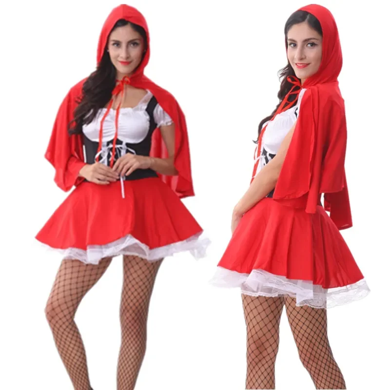 Veľkoobchod Helloween kostýmy pre ženy sexy cosplay malá červená jazdecká kapucňa fantasy hry Uniformy luxusné oblečenie veľkosti S-6xl M.