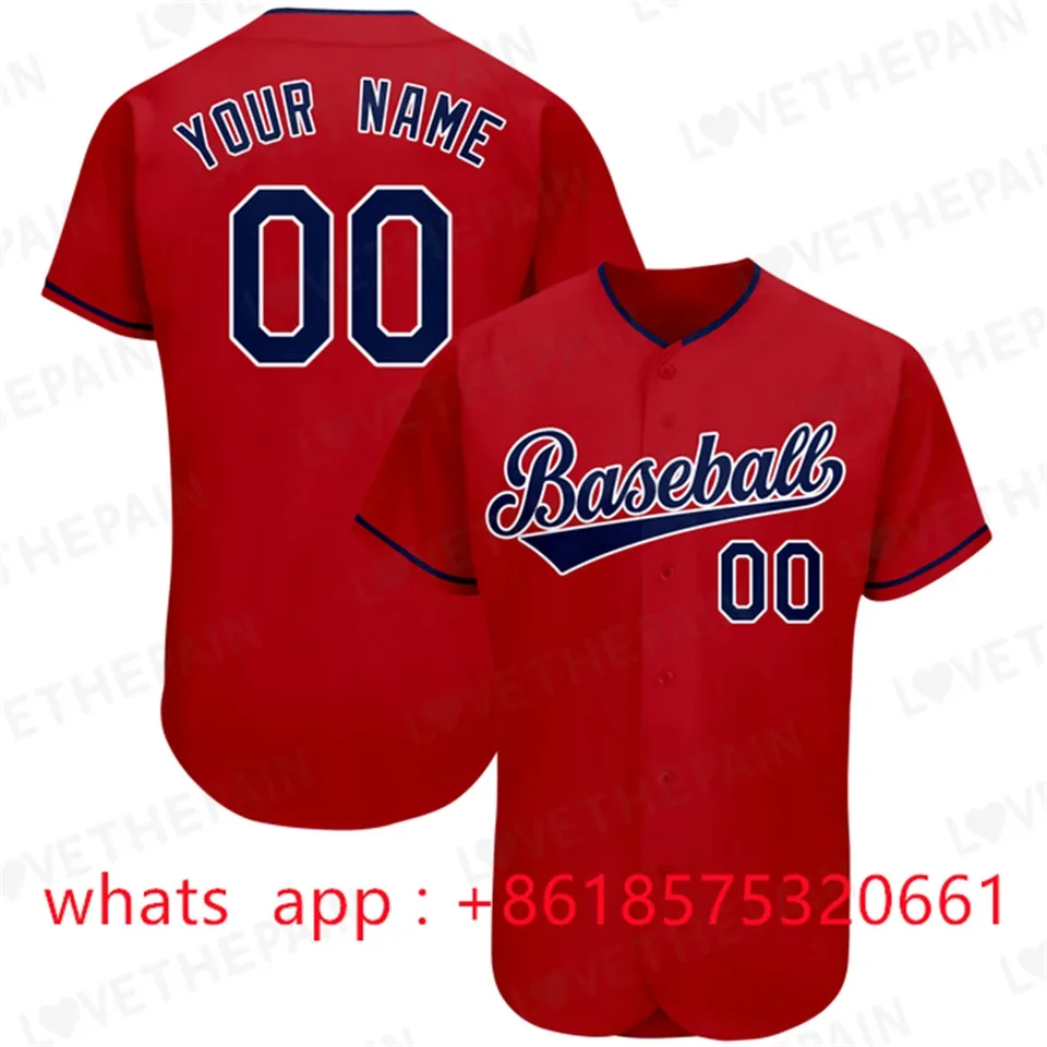 Veľkoobchod na mieru šité baseballové dresy gombíky Tlač Tlač/číslo softball Game Training Clothes pre mužov