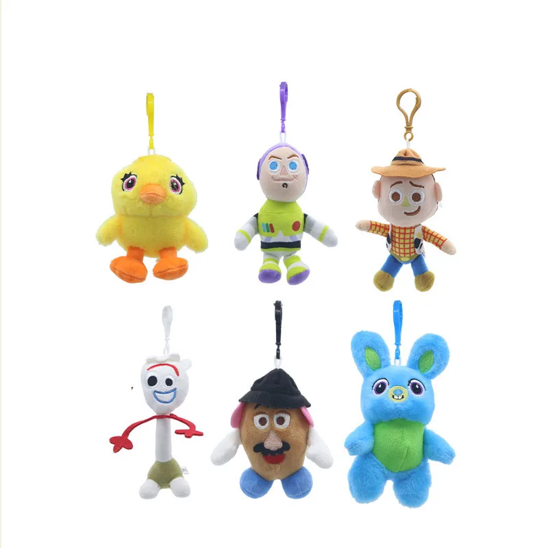 Veľkoobchod s 24kcs/lot 4inch Nový hračkársky príbeh 4 plyšové hračky plnené anime woody bzučiak Soft