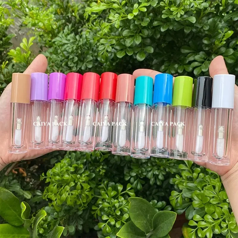 Veľkoobchod s 5 ml doplňovateľná fľaša prázdna pery glazúra trubica lesklé trubice na pery na pery s veľkými kefami cestovné make -up nástroje