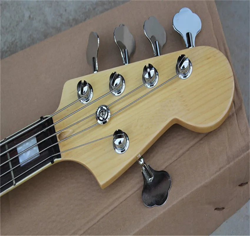 Veľkoobchodná špičková kvalita 5 String Rosewood Fretboard Sunset Burst Jazz Bass Guitar