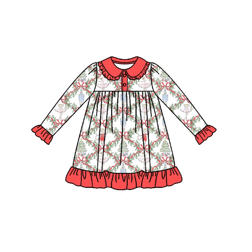 Veľkoobchodné deti vianočné Luskáčik Nočná košeľa pre dievčatá jeseň zimná karikatúra s dlhým rukávom Nightdress
