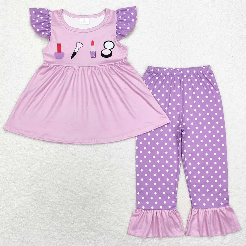 Veľkoobchodné dievčatká oblečenie rúž s krátkym rukávom TUNIC TOPS TOPS PANTS SETS