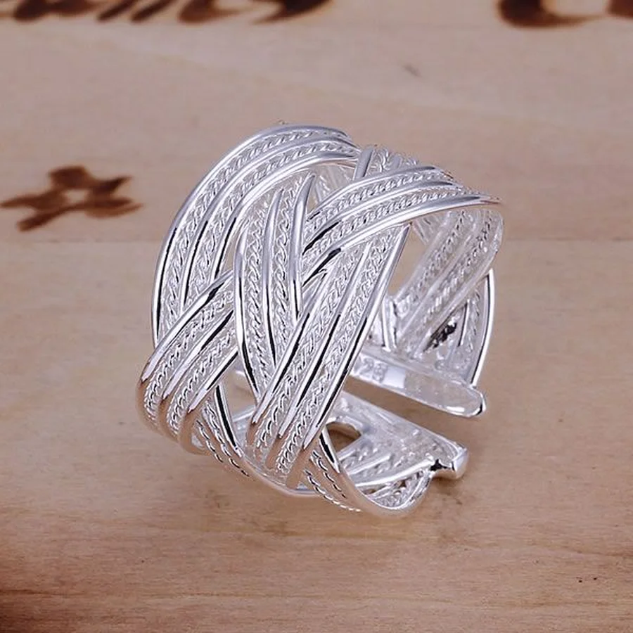 Veľkoobchodné šperky 925 Sterling Silver Open Ring zásnubné zasnúbenie Svadobná módna úpravy Veľkosť