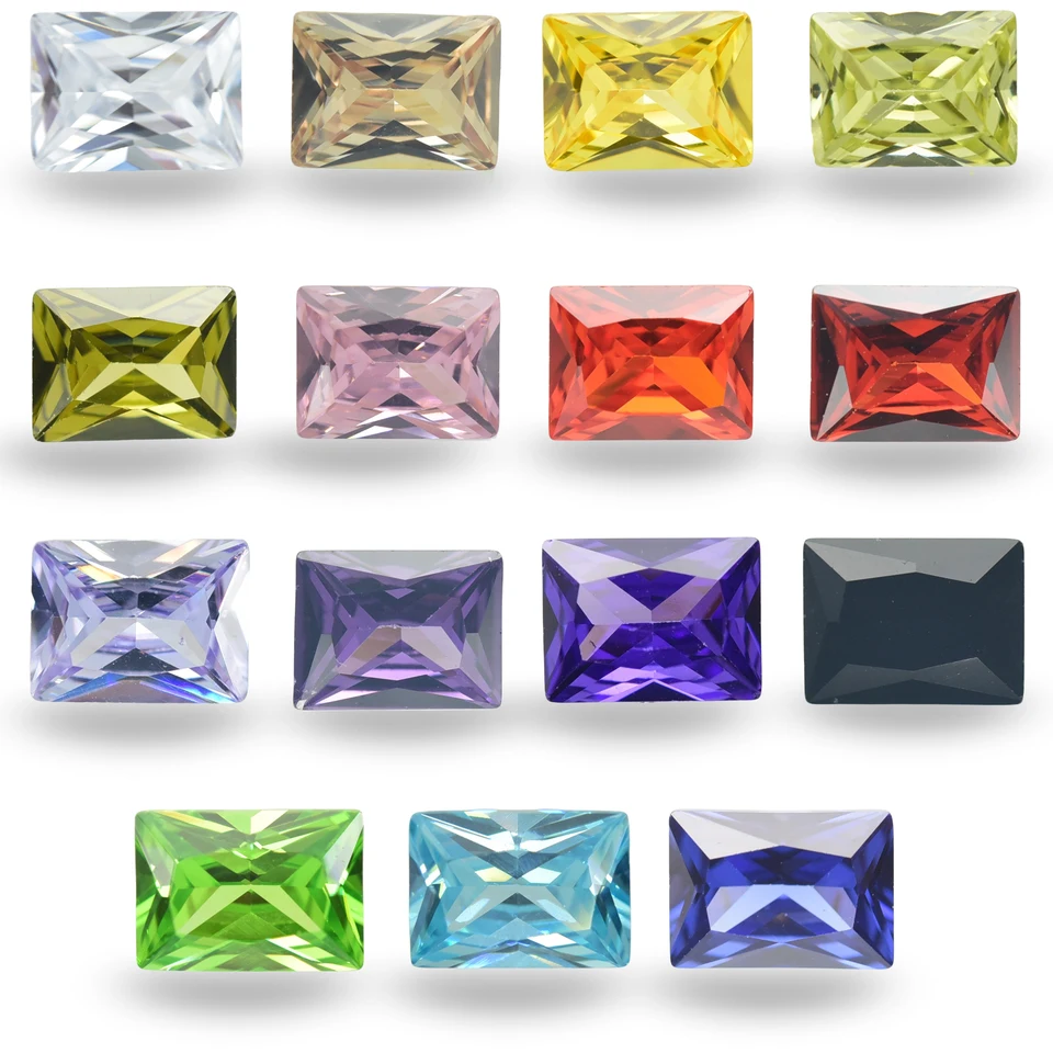 Veľkosť 2x4mm ~ 10x12mm obdĺžnik Cut 5A Cz Syntetické drahokam