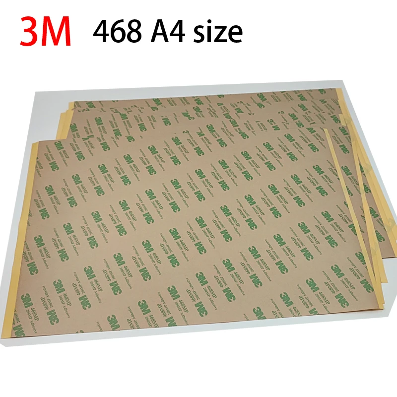 Veľkosť A4, 210x297 mm, hrubá 0,13 mm, číre 3M 468 468MP 200 MP Dve strany lepiacu pásky, odolný voči vysokej teplote pre 3D výtlačky, 5ks