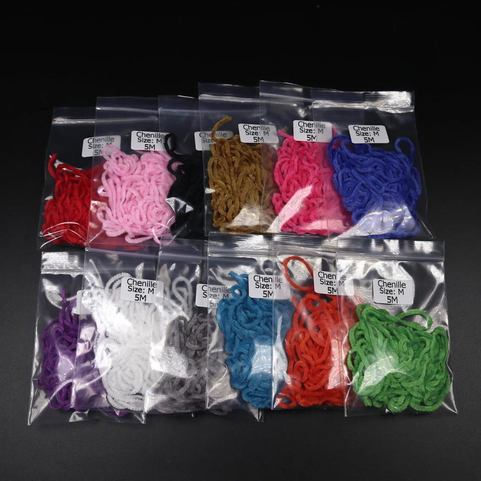 Veľkosť bimoo m 5m/taška na muchy MATERICKÝ MATERICKÝ KOMILLE WOOLY BUGGER Tying Chenille White Green Orange Black Purple Color