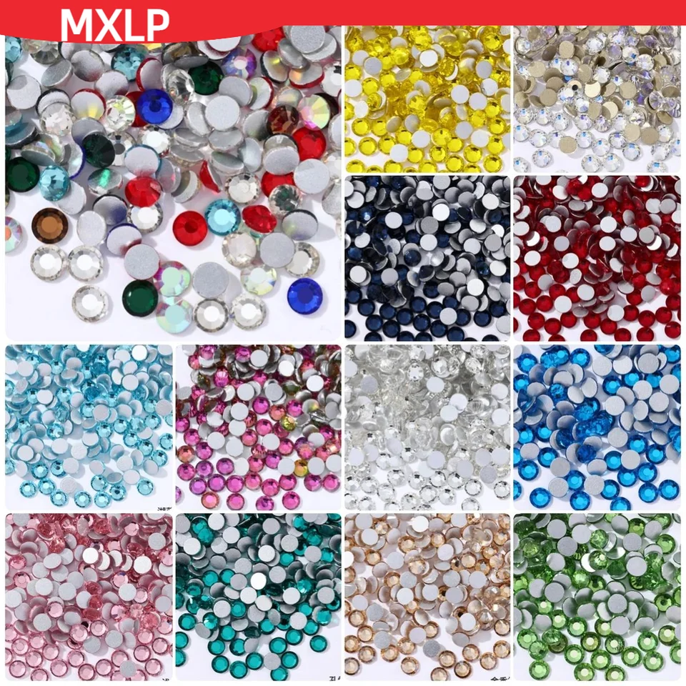 Veľkosť SS6 SS10 SS12 SS16 SS20 Crystal Spadcových kamene, ktoré nie sú horúce Fix ploché zadné štras a tkanina Rodsenky pre nechty dekorácie
