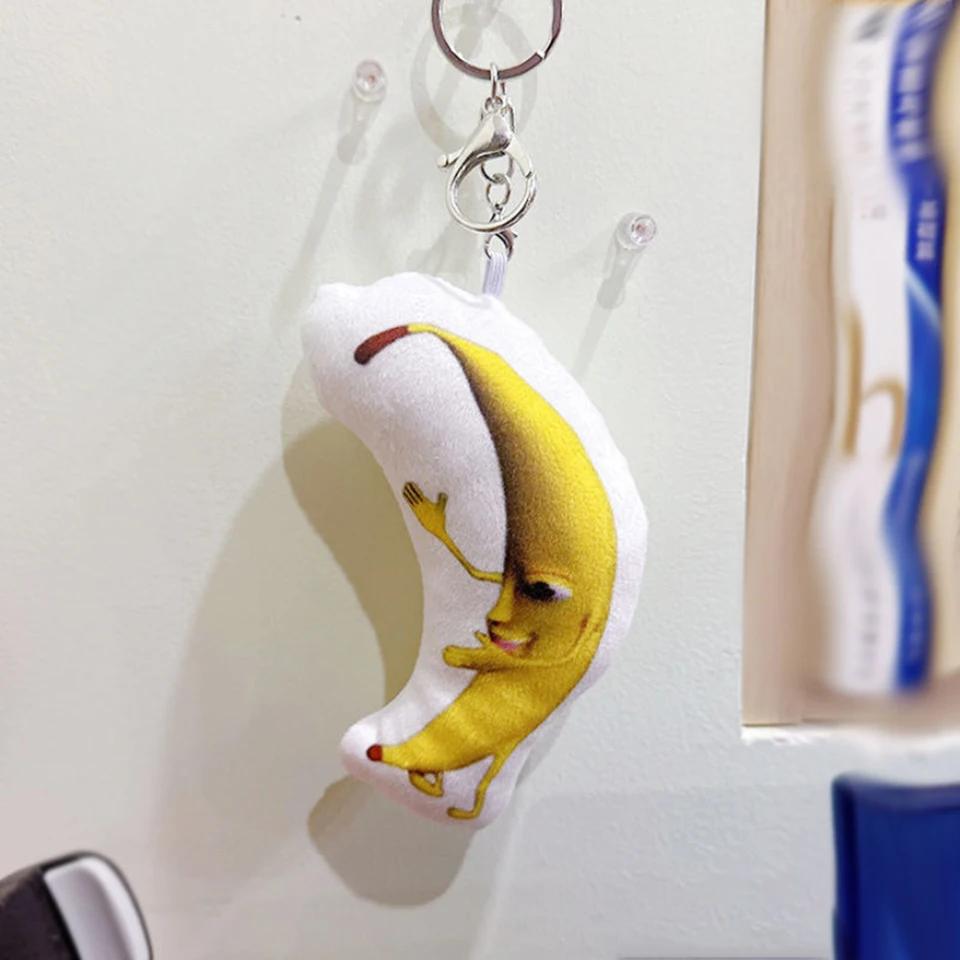 Veľká banánová bábika Pendant Keychain Kreatívne vtipné spev Singing Key Chain Electric Sound Plush Toy Bag Darček pre priateľov