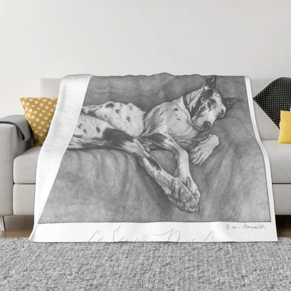 Veľká dane ceruzka kresba približne 1930 Hodiť prikrývku Fluffy Sofa Dekoratívna pohovka Summer Beddings módne pohovky prikrývky