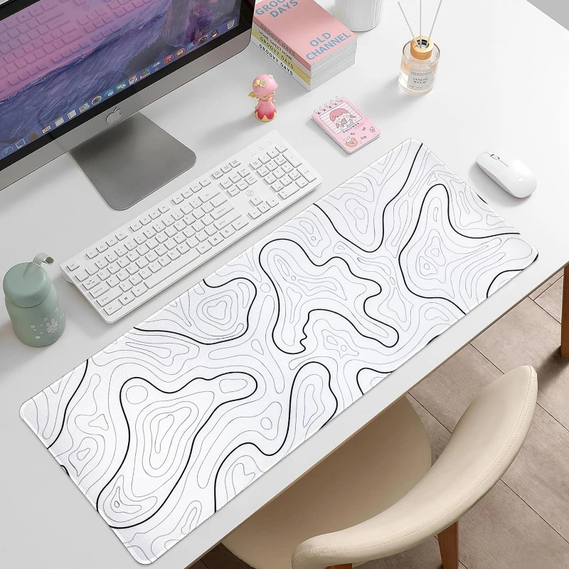 Veľká herná podložka myši pre stôl Biela topografická topografická podložka myši pre podložky Office Mouse podložky na klávesnicu Pad Desk Desk pre počítač