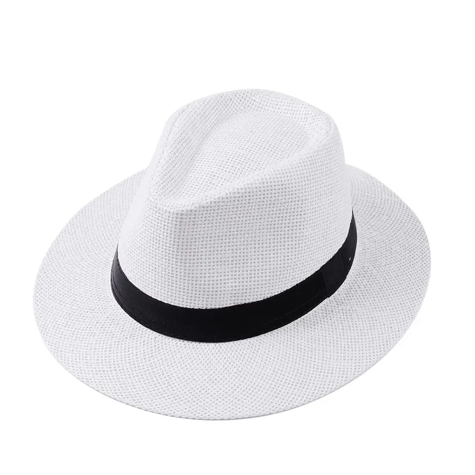 Veľká hlava Panaman Slaw Hat so skladacou slamou tkaným klobúkom pre mužov Ženy Fedoras Ribbon Casy Cowboy Jazz Cap