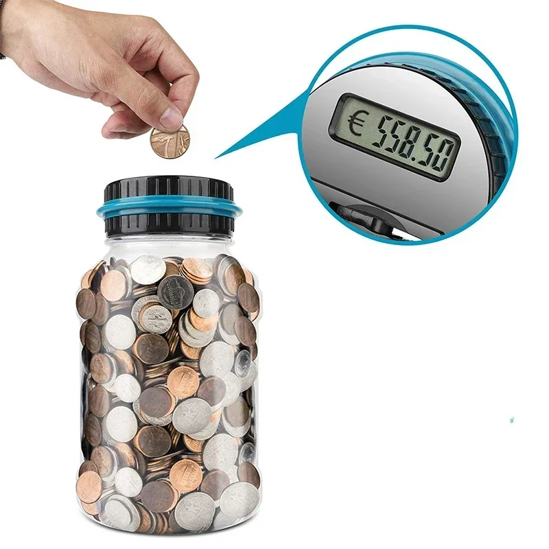Veľká kapacita elektronická prasiatka Bank Digital LCD Counting Counting Coin Counter Bank Coin Saving Box pre USD Euro Kids Dospelé darčeky