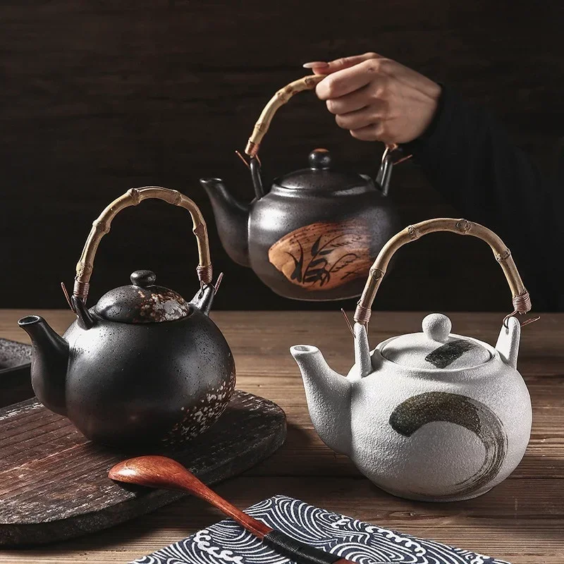 Veľká kapacita japonský štýl keramický čajník čajovňa s ručne maľovanými súprava