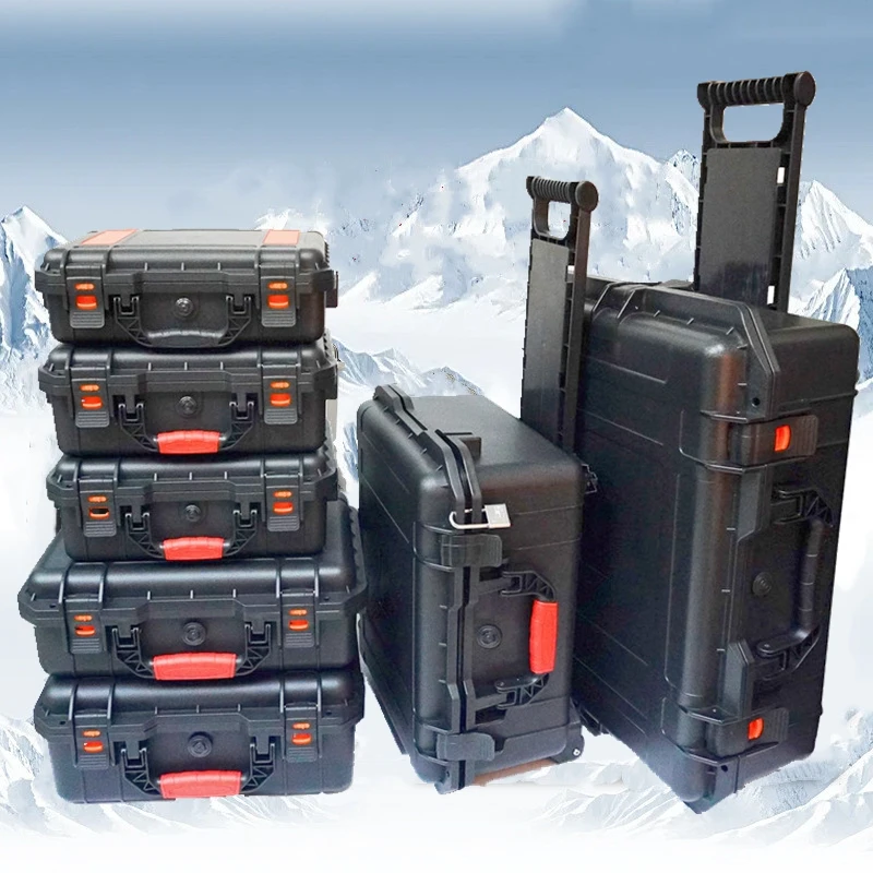 Veľká kapacita Pull Rod Toolbox Vodotesné tvrdé puzdro s penou Storage Box Bezpečnosť Trolley Organizátor náradia PELICAN PUSE