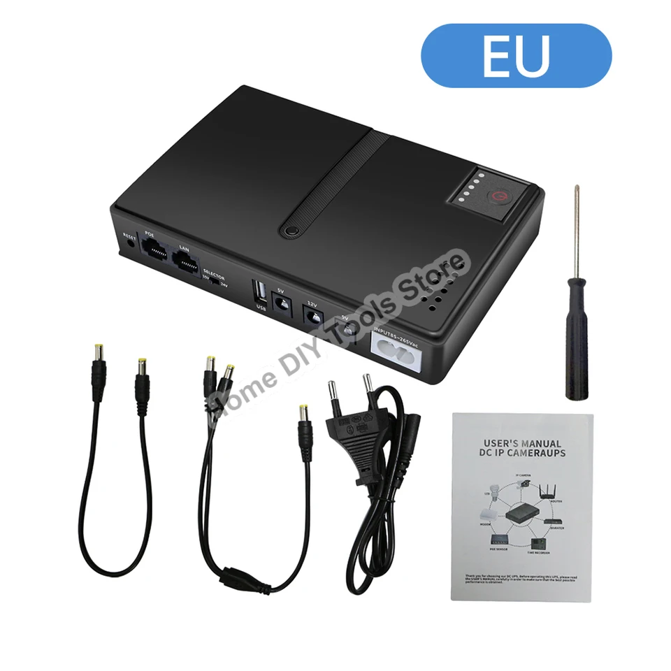 Veľká kapacita viacúčelová Mini prenosná záložná adaptér UPS Pohľad k napájaniu WiFi, smerovač 5v 9v 12v 15v 2V