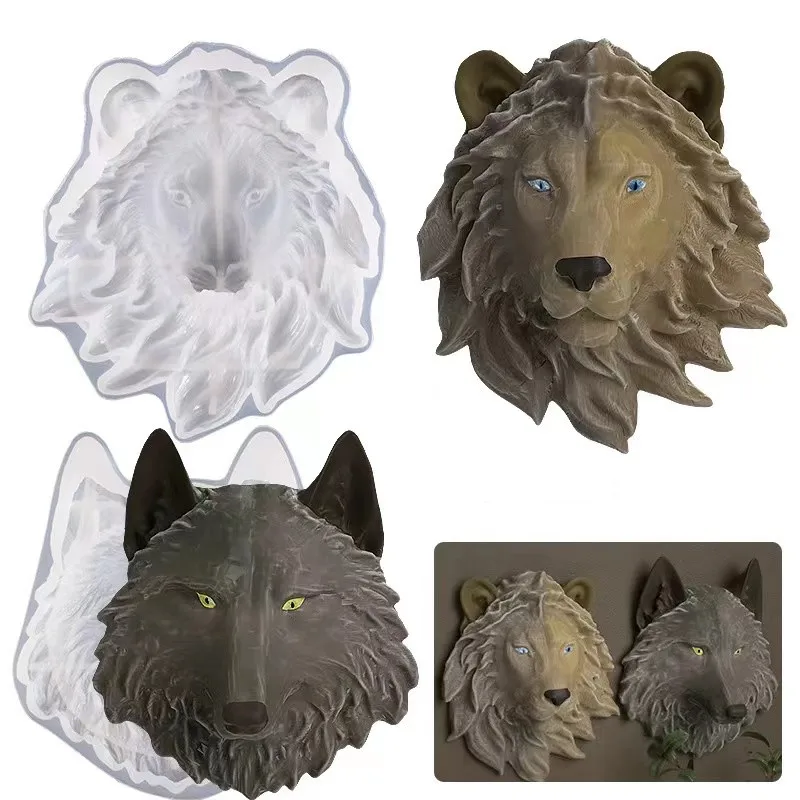 Veľká levová hlava Silikónová forma pre epoxidovú živicu dekoratívne remeslá DIY Wolf hlava betón Betón