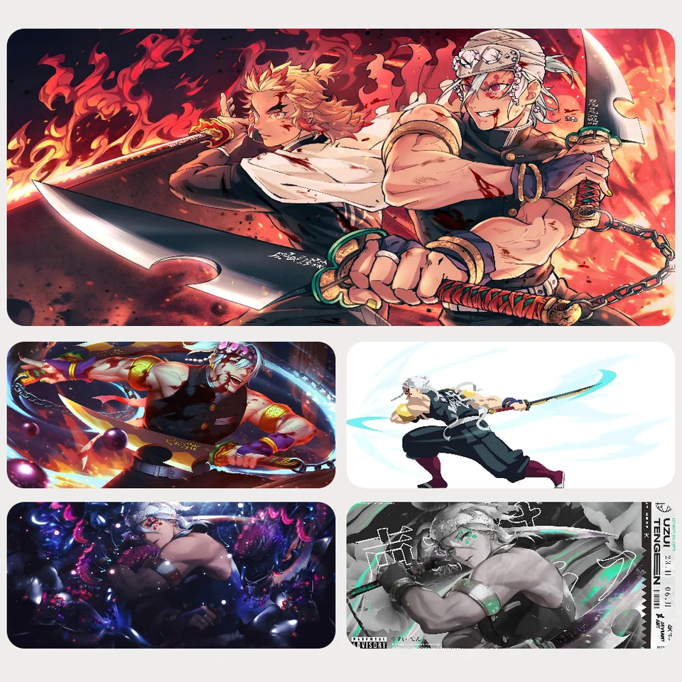 Veľká myšacia tengena Tengen Uzui Demon Slayer MousePad Mouse Mout Desk Desk s podložkami herné doplnky pre hlavné hry XXL Klávesnica Pad P