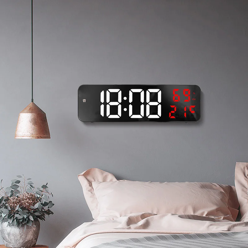 Veľká obrazovka hodín LED Clock Zrkadlo veľké digitálne LED hodiny Domov Elektronický budík