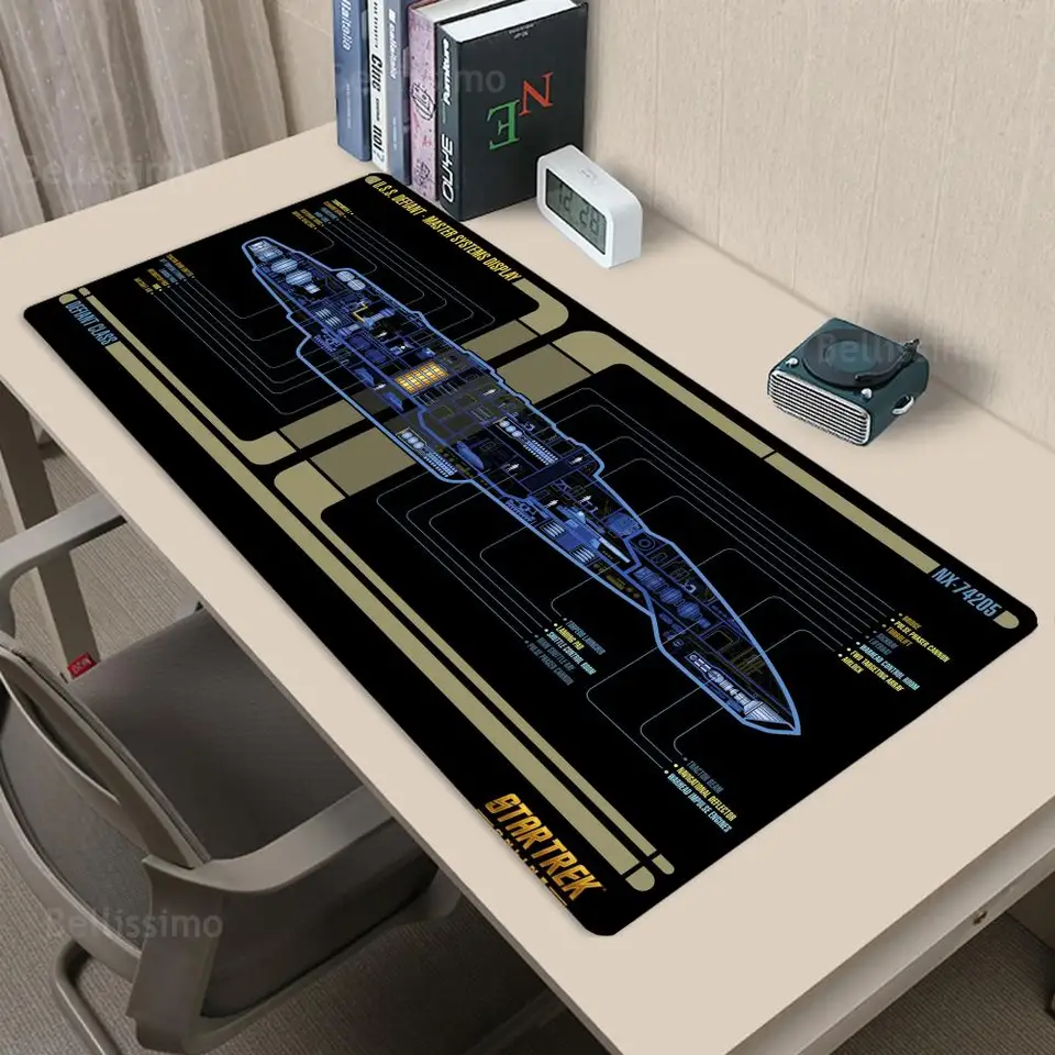 Veľká podložka Mouse Pad Starship Blueprint 4 mm hrubý stôl na počítači stolové príslušenstvo Klávesnica ESPORTS SPACECRAFT MOUSEPAD