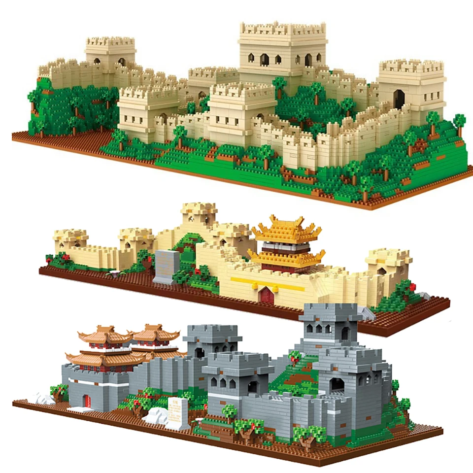 Veľká stena čínskej architektúry súprav mikro blokov diamantový model budova Mini tehly súpravy súpravy detských hračiek Ancient Times