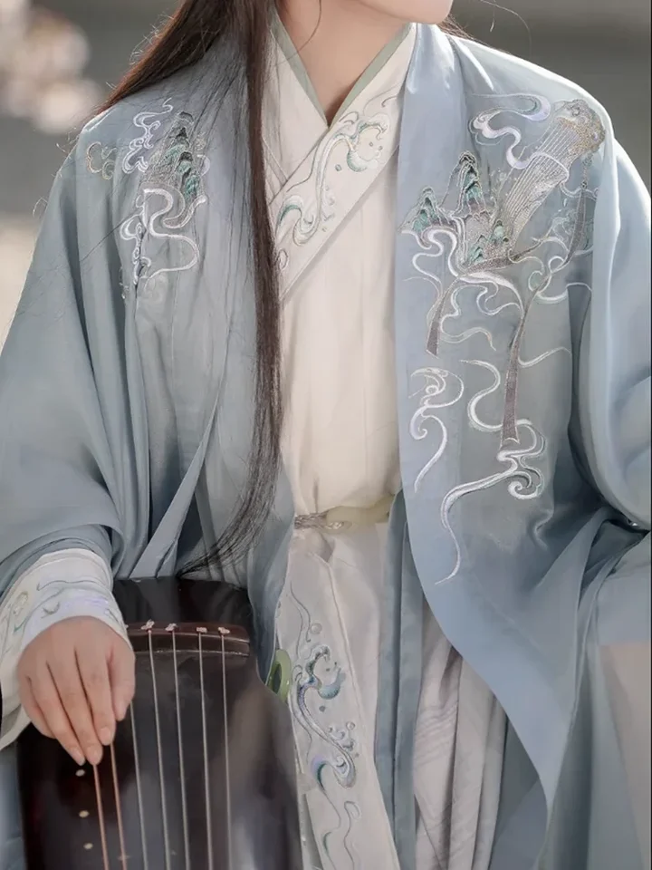 Veľká veľkosť 2xl hanfu muži čínska pieseň Dynastia moderný štýl Zelený a biely hanfu súpravy Muž Halloween Cosplay kostým Pánny hanfu