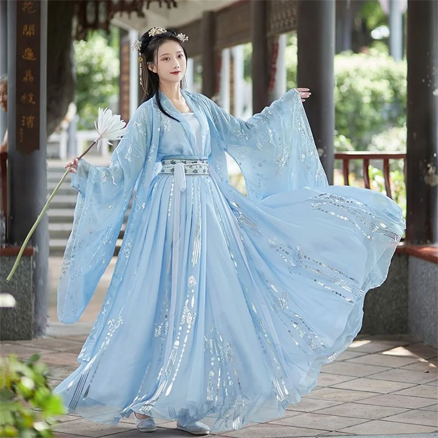Veľká veľkosť 2xl hanfu šaty Ženy Čínske tradičné tlačené hanfu ženské halloween cosplay kostým gradient bule hanfu