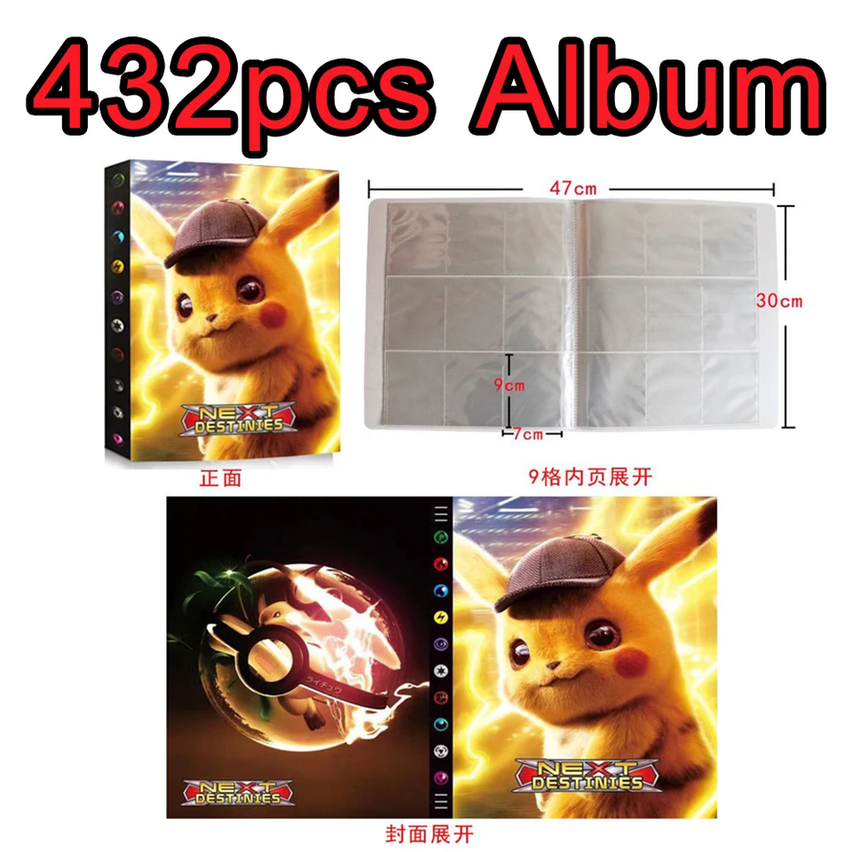 Veľká veľkosť 9-vreckovej strany 432ks album Binder Photocard Photo album carte držiteľ hračky Zbierka Zbierka Letters pokemones 'karty HO