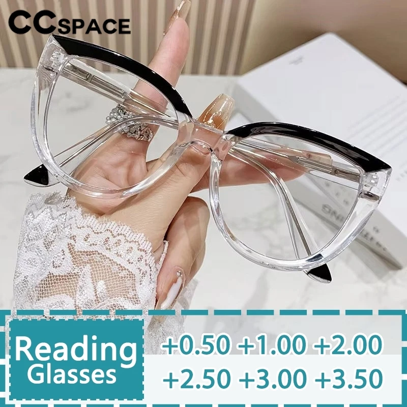 Veľká veľkosť okuliarov na čítanie očí mačky Ženy módne blokované živice Optické Presbyopia Spectacels Custom Diopter+50 ~+600 #303680