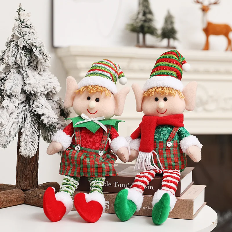 Veľká veľkosť vianočnej plyšovej nohy Elf Doll Doll Ozdoby pre chlapcov a dievčatá Elf Dolls Novoročné domáce dekorácie vianočný stromček Hangings
