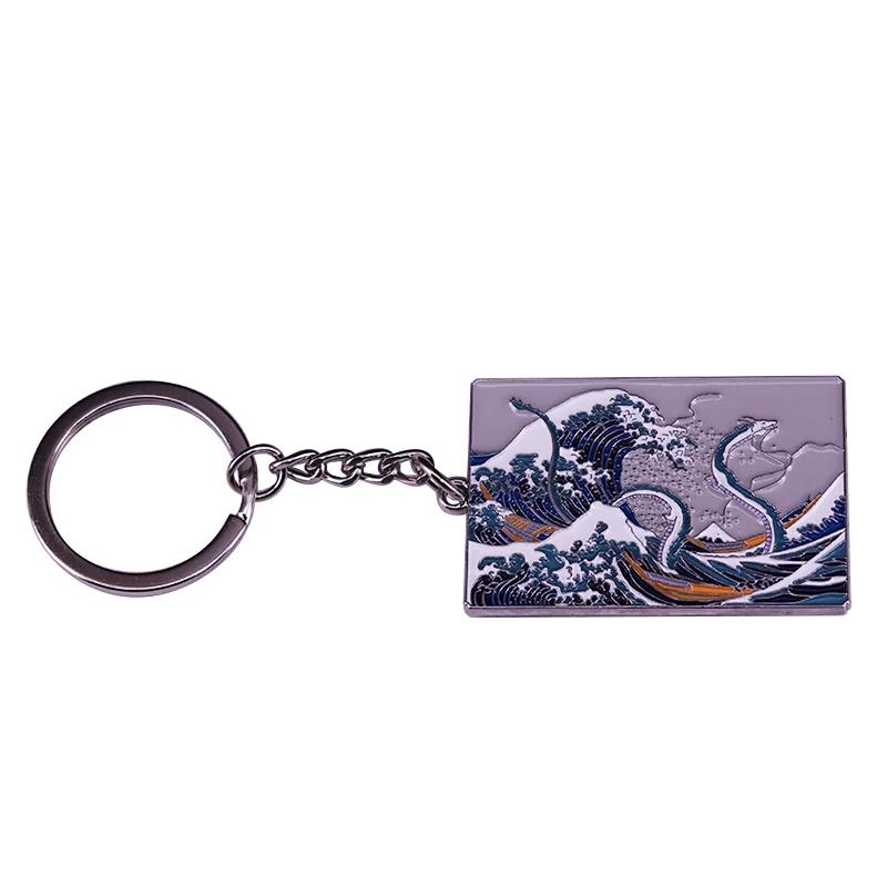 Veľká vlna kovového kľúča Keny Keychain Keychain Hokusai japonský milovníci umenia Nádherné úžasné príslušenstvo