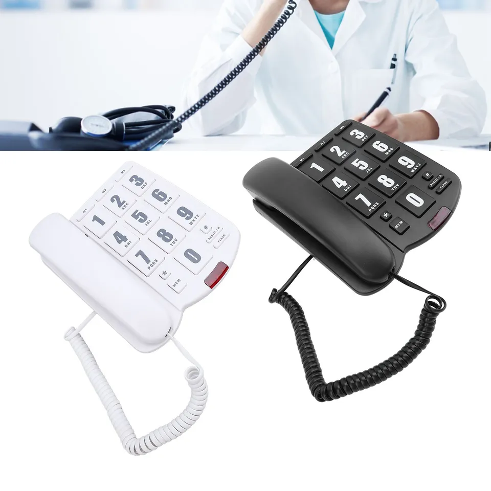 Veľké gombíky Domáce telefón Cord Domáca telefón Veľké tlačidlo Rýchle objem nastaviteľné na stenu pripevniteľný telefón pre seniorov domáci telefón