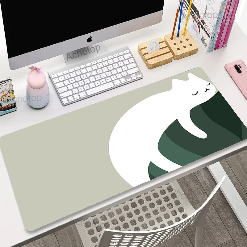 Veľké podložky myši kawaii Rastliny Office Mausepads Gamer 400x900 MousePad Green Art Table Rat Desk Desk Pad Pad Cute Cat Laptop Koberce