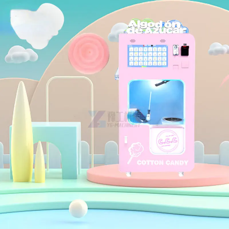 Veľké reklamy dotykovej obrazovky Catty Candy Predajca so systémom Vyrábajte 30 druhov kvetov typy bavlnených cukroviniek Výroba predajných zariadení