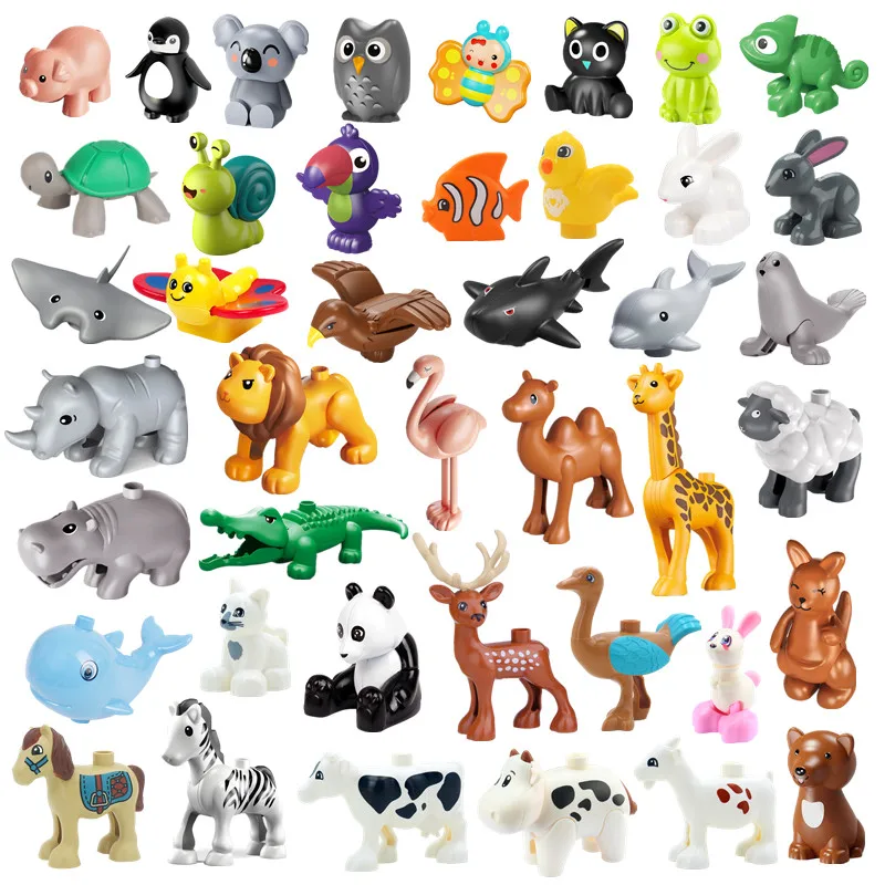 Veľké stavebné bloky hračky Animal Panda Snail Reindeer Optrick Fox Squirrel Flamingo Kangroo Koala Ray Owl Kompatibilné tehlové diely