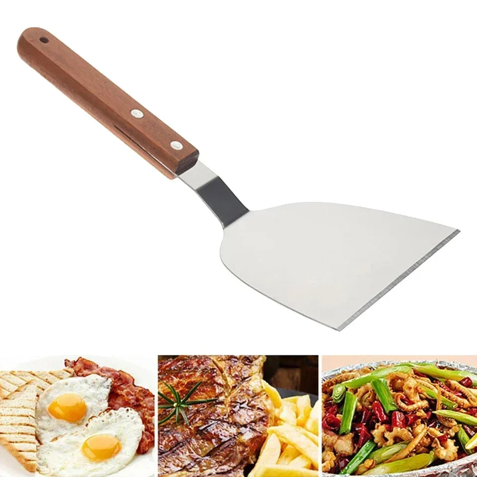 Veľký grilovací špachtle hamburger hamburger hamburger plupper BBQ Nástroje z nehrdzavejúcej ocele na kemping kuchyňa 1pc